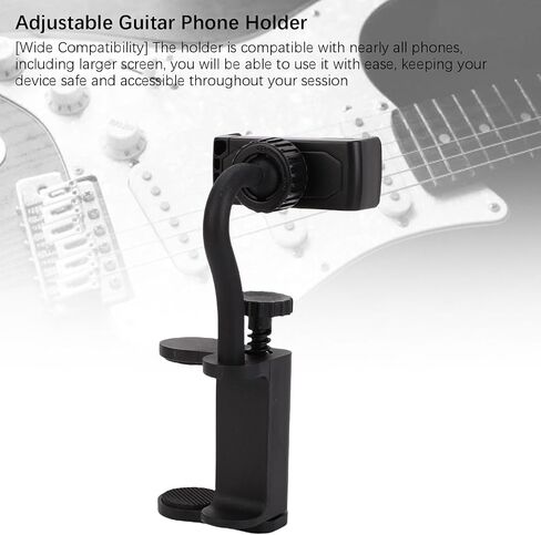 Guitar Phone Holder Adjustable 2.4-4.1in Guitar Phone Mount ABS Rotatable Phone Stand for Guitar Playing and Clamping Ukuleles and Basses Wider than 2.4in in Kuwait