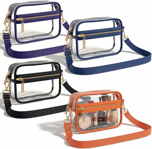 4 Pcs Clear Crossbody Bag Clear Bag for Stadium Events Clear Sports Fan Handbags Purses with Adjustbale Strap for Concerts Festivals Game Day in Kuwait