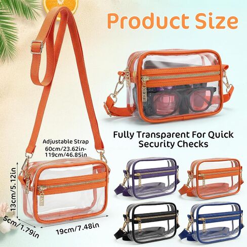 4 Pcs Clear Crossbody Bag Clear Bag for Stadium Events Clear Sports Fan Handbags Purses with Adjustbale Strap for Concerts Festivals Game Day in Kuwait