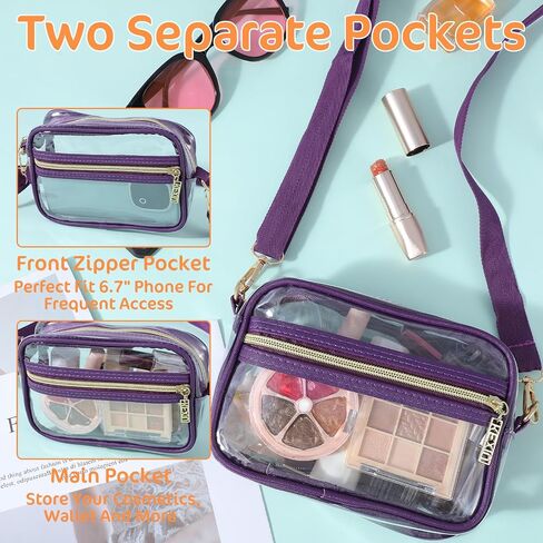 4 Pcs Clear Crossbody Bag Clear Bag for Stadium Events Clear Sports Fan Handbags Purses with Adjustbale Strap for Concerts Festivals Game Day in Kuwait