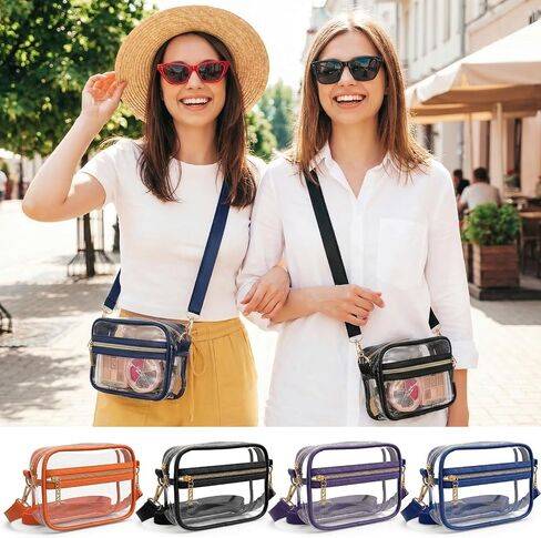 4 Pcs Clear Crossbody Bag Clear Bag for Stadium Events Clear Sports Fan Handbags Purses with Adjustbale Strap for Concerts Festivals Game Day in Kuwait