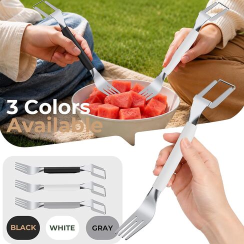 2-in-1 Stainless Steel Watermelon Cutter（2026 Updated Model）Dual Head Fruit Slicer Fork, Summer Kitchen Gadget for Home (2PCS-White) in Kuwait