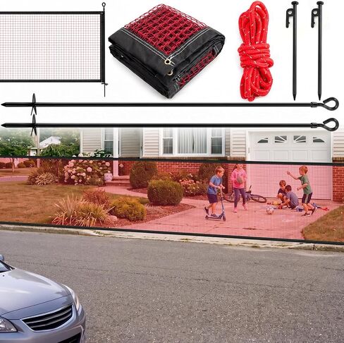 Soulchen Driveway Net for Kids Safety, 20' W x 38'' H Heavy-Duty Red Net Fence Gate Mesh Outdoor Yard Driveway Guard for Stop Balls, Protect Toddlers and Dogs Safety in Kuwait
