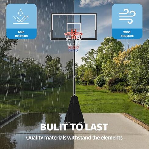 Basketball Hoop, 52 Inch Shatterproof PC Backboard, 4.9-10FT Height Adjustable Basketball Hoop Goal System,Mobile Stand with Wheels Weighted Base,Youth&Adults, Driveway Backyard Pool Play in Kuwait