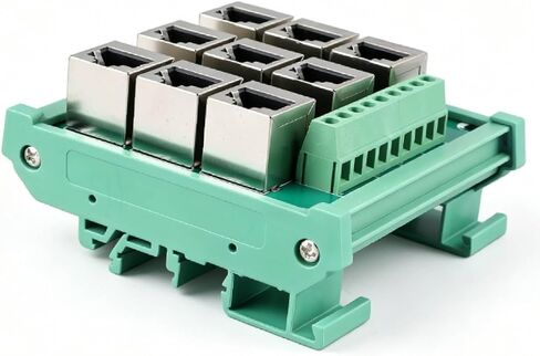 Rj45 8p8c Jack 9-Way Buss Board, Distribution Breakout Board Vertical Jack Terminal Block Connector Din Rail Mount Ethernet Connector in Kuwait