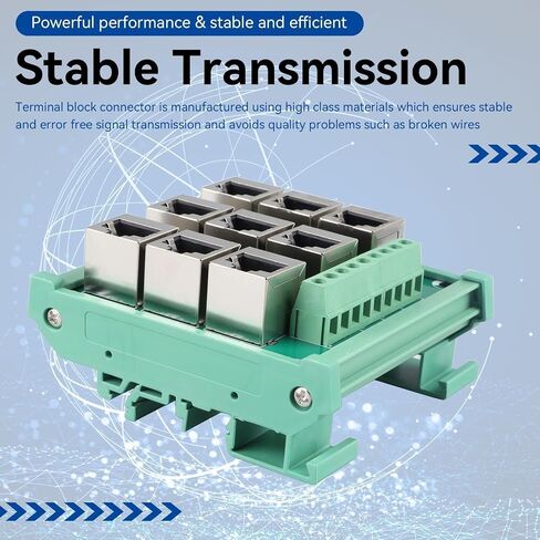 Rj45 8p8c Jack 9-Way Buss Board, Distribution Breakout Board Vertical Jack Terminal Block Connector Din Rail Mount Ethernet Connector in Kuwait