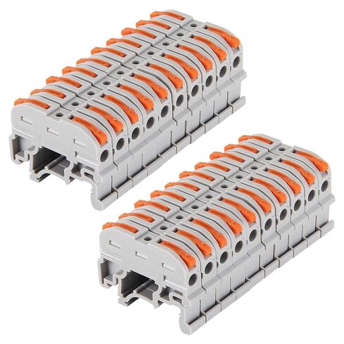 30 قطعة من كتل طرفية للسكك الحديدية DIN مدمجة 24-12 AWG موصلات أسلاك للوحات التحكم الكهربائية للاستخدام الصناعي - رمادي in Kuwait