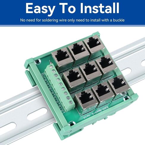 Rj45 8p8c Jack 9-Way Buss Board, Distribution Breakout Board Vertical Jack Terminal Block Connector Din Rail Mount Ethernet Connector in Kuwait