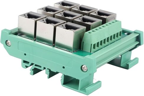 Rj45 8p8c Jack 9-Way Buss Board, Distribution Breakout Board Vertical Jack Terminal Block Connector Din Rail Mount Ethernet Connector in Kuwait