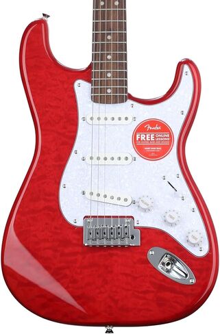 جيتار كهربائي Squier Affinity Series Stratocaster QMT - أحمر قرمزي شفاف، حصريًا للمياه الحلوة in Kuwait