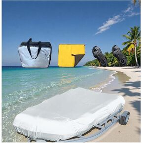 Inflatable Boat Cover 7 Sizes Heavy Duty Boat Cover Waterproof Anti-UV Dinghy Cover for Small Inflatable and Rigid Inflatable Boats,Gray-8-9-Feet in Kuwait