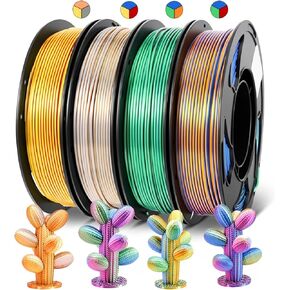 خيوط PLA+ الحريرية 1.75 مم، 250 جرام × 4 بكرات، حزمة خيوط طابعة ثلاثية الأبعاد حريرية لامعة متعددة الألوان، خيوط PLA Plus لامعة متعددة الألوان لمعظم طابعات FDM ثلاثية الأبعاد، 4 بكرات 200 جرام لكل منها in Kuwait