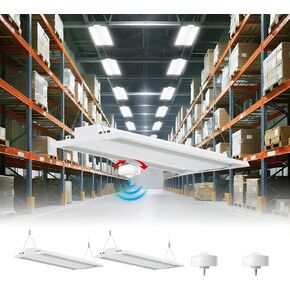 24 حزمة 300 واط LED الخطي High Bay Shop Light مع مستشعر الحركة، منطقة إضاءة مركزية أكبر، 45000LM، 120-277V، 0-10V، 5000K، أضواء متجر LED خطية عالية الخطية التجارية للمستودعات الصناعية، UL in Saudi Arabia