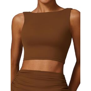 حمالة صدر نسائية أنيقة للتمرين برقبة قارب من FEOYA، حمالة صدر رياضية مفتوحة من الخلف، حمالة صدر مدمجة على الرف، قطعة علوية قصيرة in Kuwait