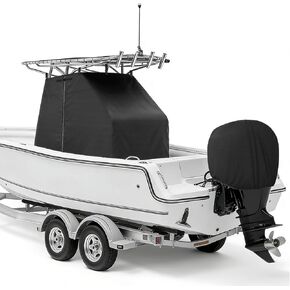 1200D Waterproof T-Top Boat Center Console Cover with Motor Cover, Universal T-Top Center Console Cover Fit T-Top Center Console 83" L 55" W 72" H, Black in Kuwait