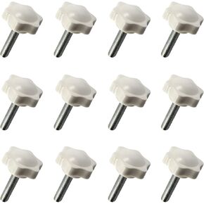 6Pcs M8x50mm Star knob Hand Tightening Screw Male Thread Thumb Screw 38mm White Plastic Head Handle in Kuwait