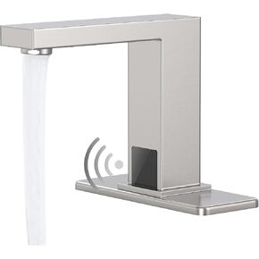 Touchless Bathroom Sink Faucet, Greenspring Automatic Faucets Bathroom Commercial Hands Free Motion Sensor Faucet Battery or Plug-in Powered with Control Box and Temperature Mixer, Chrome in Saudi Arabia