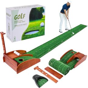 Portable Golf Putting Mat with Auto Ball Return - Practice Putting Green Training Mat for Indoor and Outdoor, Home, Backyard, Office - Golf Gifts for Party Game in Saudi Arabia