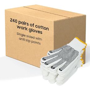 Unisex white cotton polyester knittedsafety gloves,suitable for gardening,warehouse,cooking work-12/36/240 pairs in Saudi Arabia