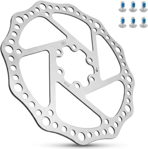 Bike Brake Rotors, 160mm Stainless Steel Disc Brake Rotor, Threaded Hubs Brake Disc with Flange Adapter & 6 Bolts (48mm Hole Distance) in Kuwait