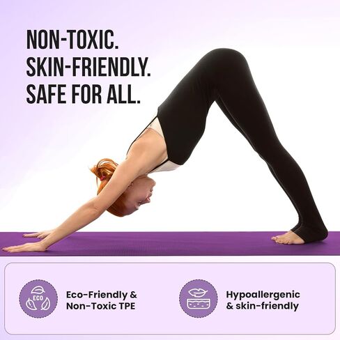Live Well TPE Yoga Mat Women – Non-Slip Exercise Mat with Strap, Extra Thick 6mm Pink Yoga Mat for Home Workout and Outdoor Use in Kuwait
