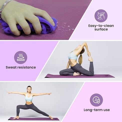 Live Well TPE Yoga Mat Women – Non-Slip Exercise Mat with Strap, Extra Thick 6mm Pink Yoga Mat for Home Workout and Outdoor Use in Kuwait