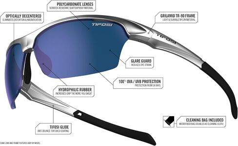 Tifosi Intense Sport Sunglasses Men & Women Bundle of Clear and AC Red Lens -Ideal For Golf, Pickleball, Running & Tennis in Kuwait