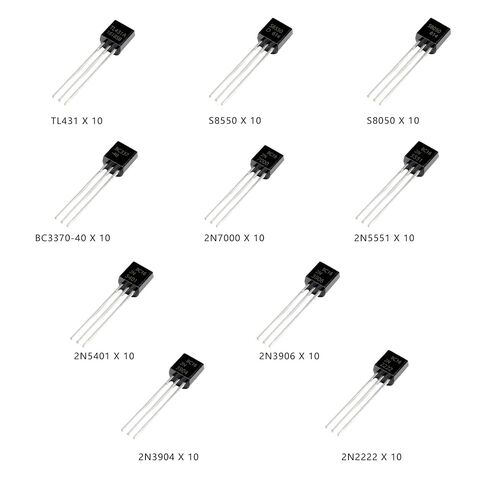 30 Values 600Pcs 1/4W 1% Metal Film 1R-1M ohm Resistor Kit with 10Values 100PCS TO92 Transistors Kit BC337-40 S8050 S8550 2N3906 2N3904 2N5551 2N5401 2N2222A TL431A 2N7000 in Saudi Arabia