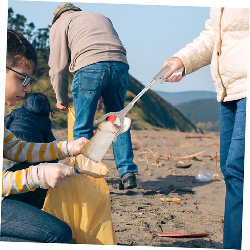 minkissy 60cm Stainless Steel Garbage Clamp Litter Picker Tool, Outdoor Sanitation Handheld Rubbish Grabber with Thickened Plastic Jaw for Trash Collection in Kuwait