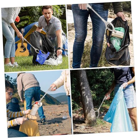 minkissy 60cm Stainless Steel Garbage Clamp Litter Picker Tool, Outdoor Sanitation Handheld Rubbish Grabber with Thickened Plastic Jaw for Trash Collection in Kuwait