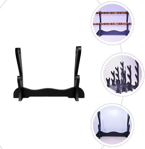 Mobestech Desktop Flute and Sword Stand Wooden 2-tier Storage Holder Display Rack for Wind Instruments and Swords Tabletop Organizer in Kuwait