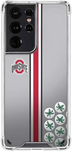 حافظة هاتف Skinit الشفافة متوافقة مع هاتف Galaxy S21 Ultra 5G - تصميم Buckeyes من جامعة ولاية أوهايو مرخص رسميًا in Kuwait