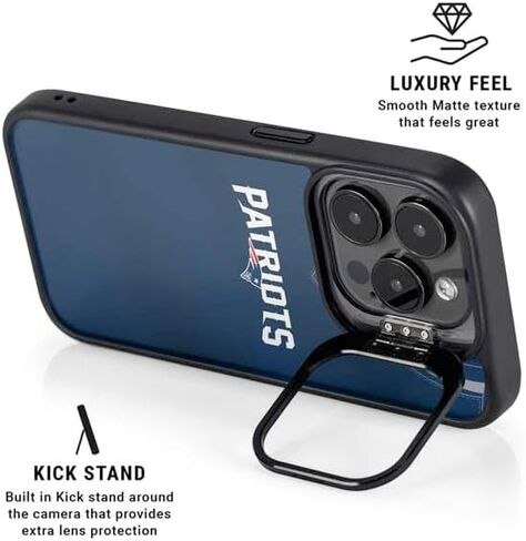 حافظة هاتف Skinit Kickstand متوافقة مع iPhone 14 Pro - تصميم جيرسي لفريق NFL New England Patriots مرخص رسميًا in Kuwait