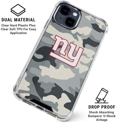 Skinit Clear Phone Case Compatible with iPhone 14 - Officially Licensed NFL New York Giants Camo Design in Kuwait