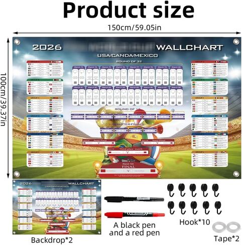 ZSDSYWR 2026 FIFA Wall Poster, Group Stage and Knockout Stage Soccer Schedule Posters, Themed Merchandise and Decorations, Suitable as Souvenirs and Football Themed Gifts for Fans in Kuwait