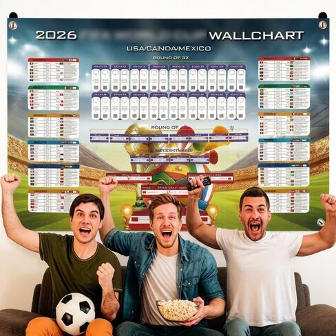 ZSDSYWR 2026 FIFA Wall Poster, Group Stage and Knockout Stage Soccer Schedule Posters, Themed Merchandise and Decorations, Suitable as Souvenirs and Football Themed Gifts for Fans in Kuwait