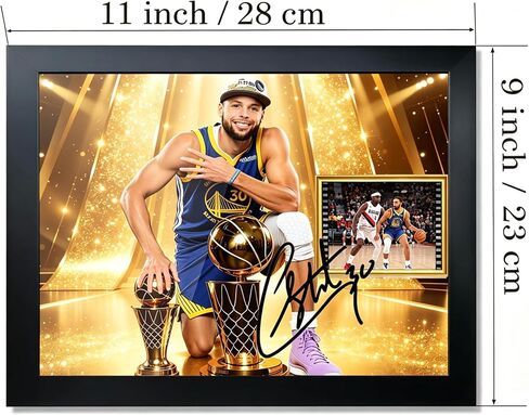 Zoncnzm 10x8 inch black photo frame basketball Curry commemorative souvenir signature style printed wall decor - Birthday/Christmas gift for basketball fans in Kuwait