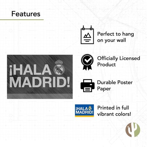 Desert Cactus Real Madrid FC Poster Los Blancos Madridistas Football Soccer 11 x 17 Inch Room Office Décor Decoration Official Fan Gear (11x17 inch,Version D) in Kuwait