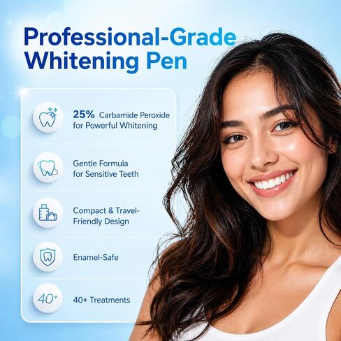 Teeth Whitening Gel Pen Kit for Teeth Whitening, 25% Carbamide Peroxide, Stain Removal, 40+ Uses, Effective, Painless, No Sensitivity, Travel-Friendly, Beautiful Brighter Whiter Smile (4 Pack) in Kuwait