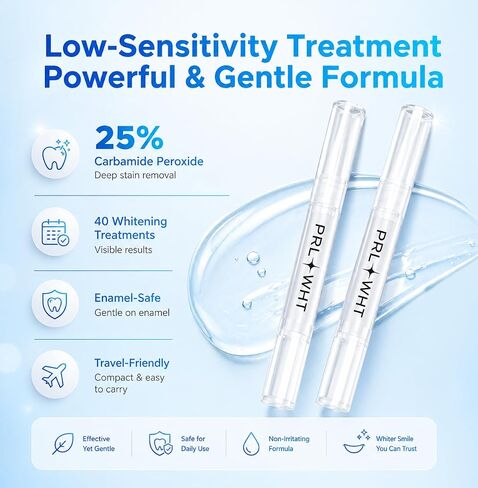 Teeth Whitening Gel Pen Kit for Teeth Whitening, 25% Carbamide Peroxide, Stain Removal, 40+ Uses, Effective, Painless, No Sensitivity, Travel-Friendly, Beautiful Brighter Whiter Smile (4 Pack) in Kuwait