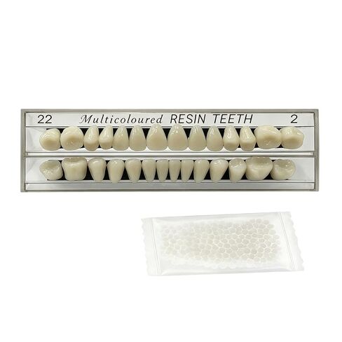 28pcs False Teeth Fake Teeth Synthetic Resin Upper Lower Denture Teeth, Moldable Thermal Fitting Beads, DIY Party Horror Makeup Dental Tooth, 22A2 in Kuwait