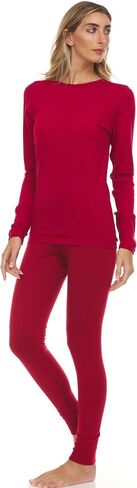 100% Merino Wool - Women's Midweight Top and Bottom - Thermal Base Layer Set - True Red - Medium in Kuwait