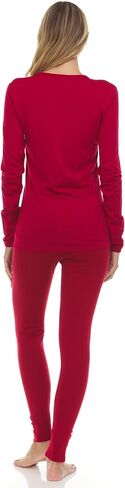 100% Merino Wool - Women's Midweight Top and Bottom - Thermal Base Layer Set - True Red - Medium in Kuwait