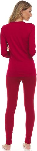 100% Merino Wool - Women's Midweight Top and Bottom - Thermal Base Layer Set - True Red - Medium in Kuwait
