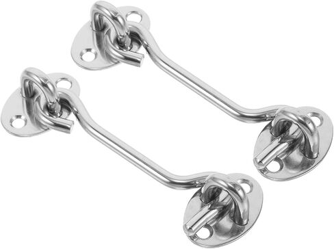 KALLORY 2 Sets Stainless Steel Door Hook and Eye Latch with Screws for Gate and Sliding Barn Door Lock, Easy Installation, Enhanced Security, Suitable for Boat and Home Use in Kuwait