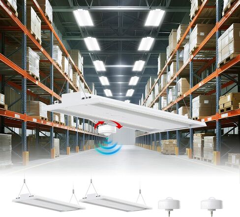 24 Pack 300W LED Linear High Bay Shop Light With Motion Sensor,Larger Central Lighting Area,45000LM,120-277V,0-10V, 5000K,Commercial Linear High Bay Led Shop Lights for Warehouse Industrial Garage,UL in Saudi Arabia