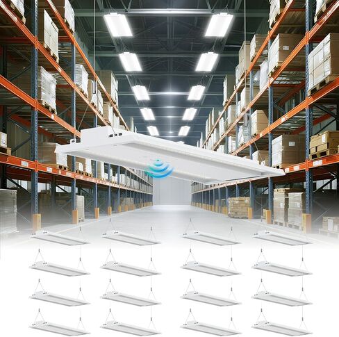 24 Pack 300W LED Linear High Bay Shop Light With Motion Sensor,Larger Central Lighting Area,45000LM,120-277V,0-10V, 5000K,Commercial Linear High Bay Led Shop Lights for Warehouse Industrial Garage,UL in Saudi Arabia