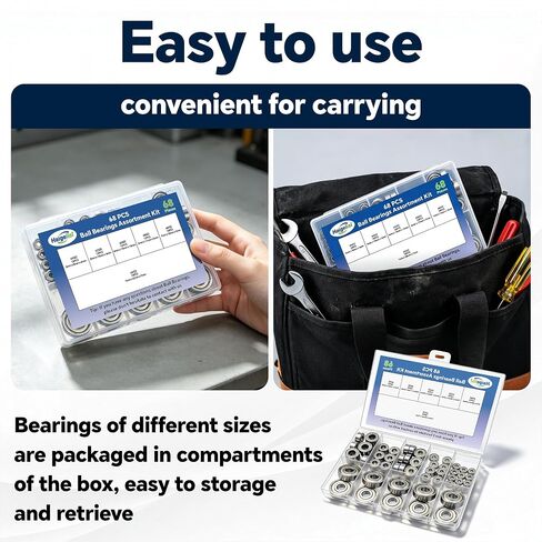 68 Pcs Ball Bearings Assortment Kit 693ZZ/ 623ZZ/ 624ZZ/ 685ZZ/ 687ZZ/ 627ZZ Roller Bearings, Small Bearings Carbon Steel Deep Groove Bearing, for Furniture Wheel, Roller Skates, 3D Printing in Kuwait