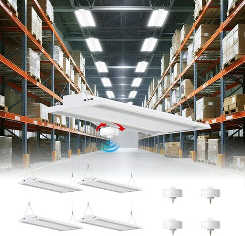 24 Pack 300W LED Linear High Bay Shop Light With Motion Sensor,Larger Central Lighting Area,45000LM,120-277V,0-10V, 5000K,Commercial Linear High Bay Led Shop Lights for Warehouse Industrial Garage,UL in Saudi Arabia
