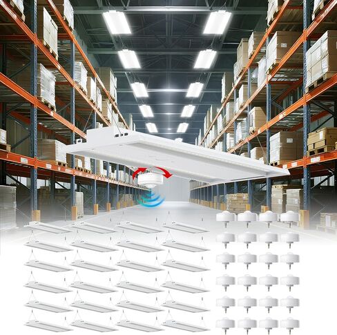 24 Pack 300W LED Linear High Bay Shop Light With Motion Sensor,Larger Central Lighting Area,45000LM,120-277V,0-10V, 5000K,Commercial Linear High Bay Led Shop Lights for Warehouse Industrial Garage,UL in Saudi Arabia